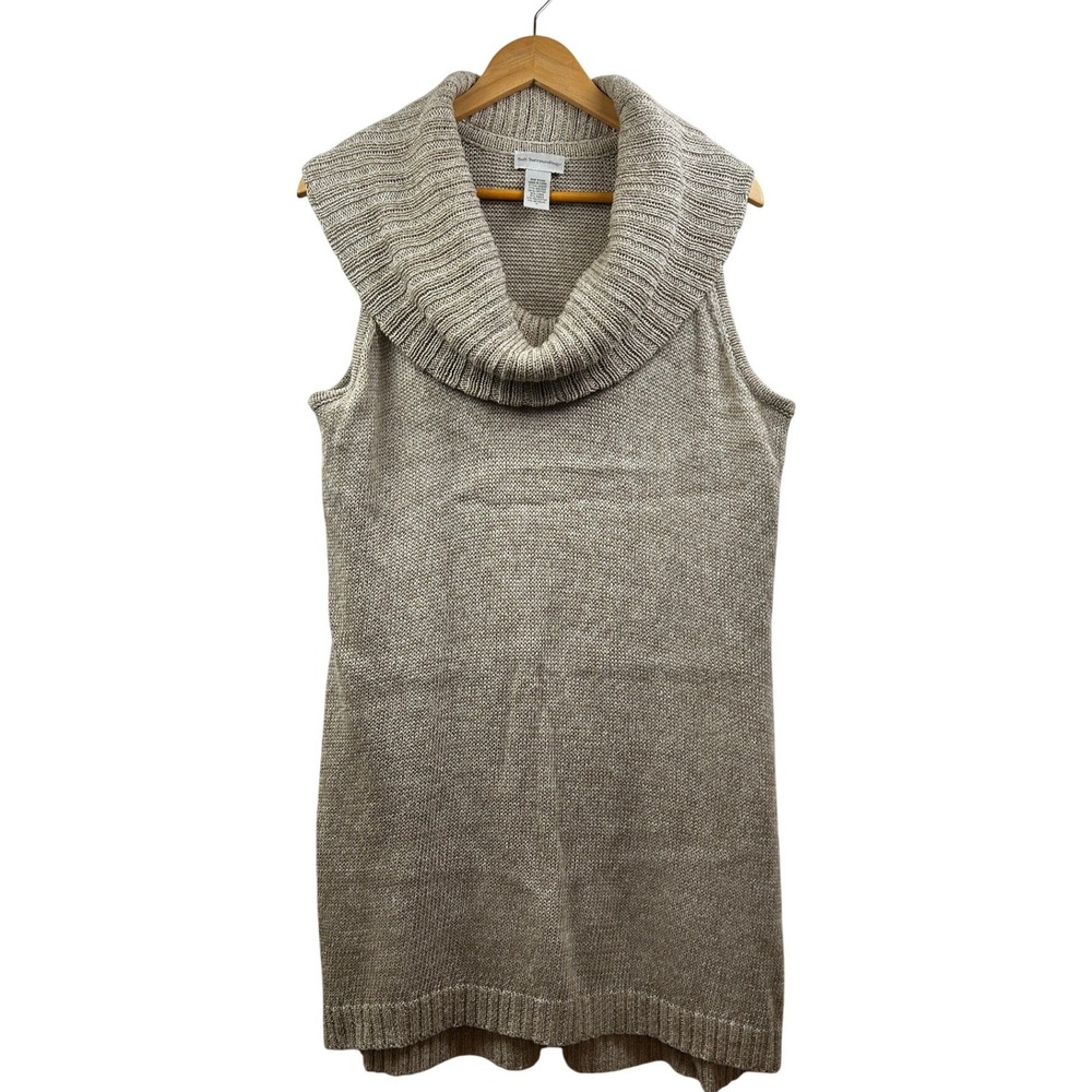Soft Surroundings Sleeveless Sweater Sz 1X Cowl Neck Metallic Knit Coastal Luxe